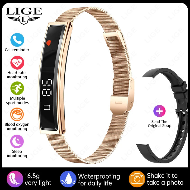 LIGE Fashion Smart Bracelet For Men Women Call Notification Heart Rate Sleep Monitoring Waterproof Sport Smart Band Health Watch