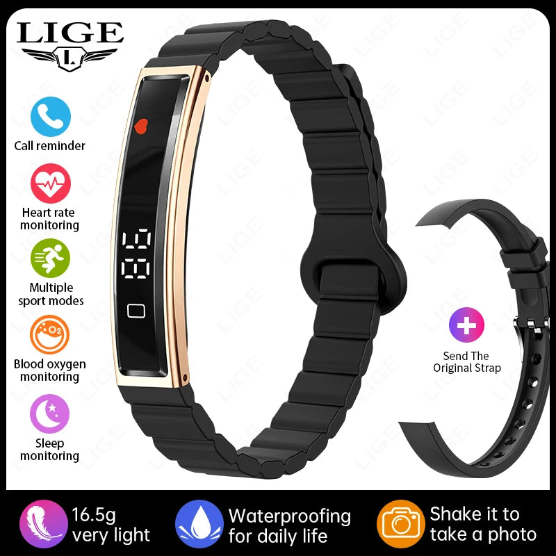 LIGE Fashion Smart Bracelet For Men Women Call Notification Heart Rate Sleep Monitoring Waterproof Sport Smart Band Health Watch