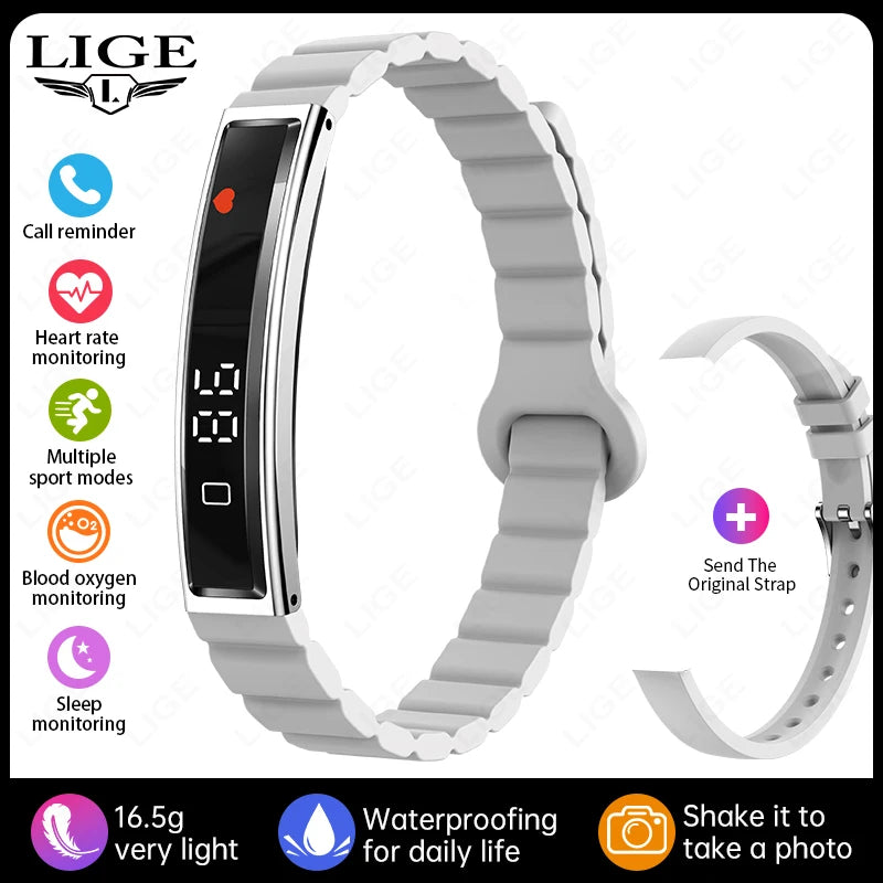 LIGE Fashion Smart Bracelet For Men Women Call Notification Heart Rate Sleep Monitoring Waterproof Sport Smart Band Health Watch