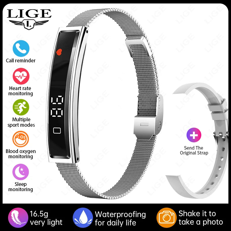 LIGE Fashion Smart Bracelet For Men Women Call Notification Heart Rate Sleep Monitoring Waterproof Sport Smart Band Health Watch