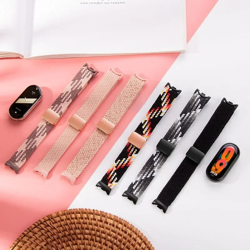 Loop Nylon Strap for Xiaomi Band 10 9 Adjustable Magnetic Buckle Mi Band 9 Bracelet Weave Wristband for Mi Band 8 Accessories