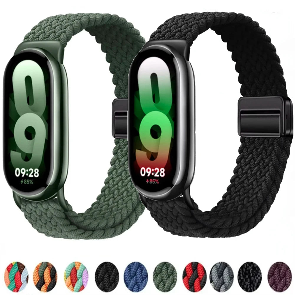 Loop Nylon Strap for Xiaomi Band 10 9 Adjustable Magnetic Buckle Mi Band 9 Bracelet Weave Wristband for Mi Band 8 Accessories