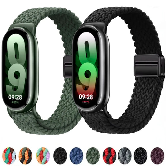 Loop Nylon Strap for Xiaomi Band 10 9 Adjustable Magnetic Buckle Mi Band 9 Bracelet Weave Wristband for Mi Band 8 Accessories