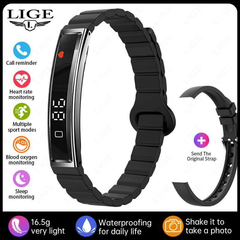 LIGE Fashion Smart Bracelet For Men Women Call Notification Heart Rate Sleep Monitoring Waterproof Sport Smart Band Health Watch