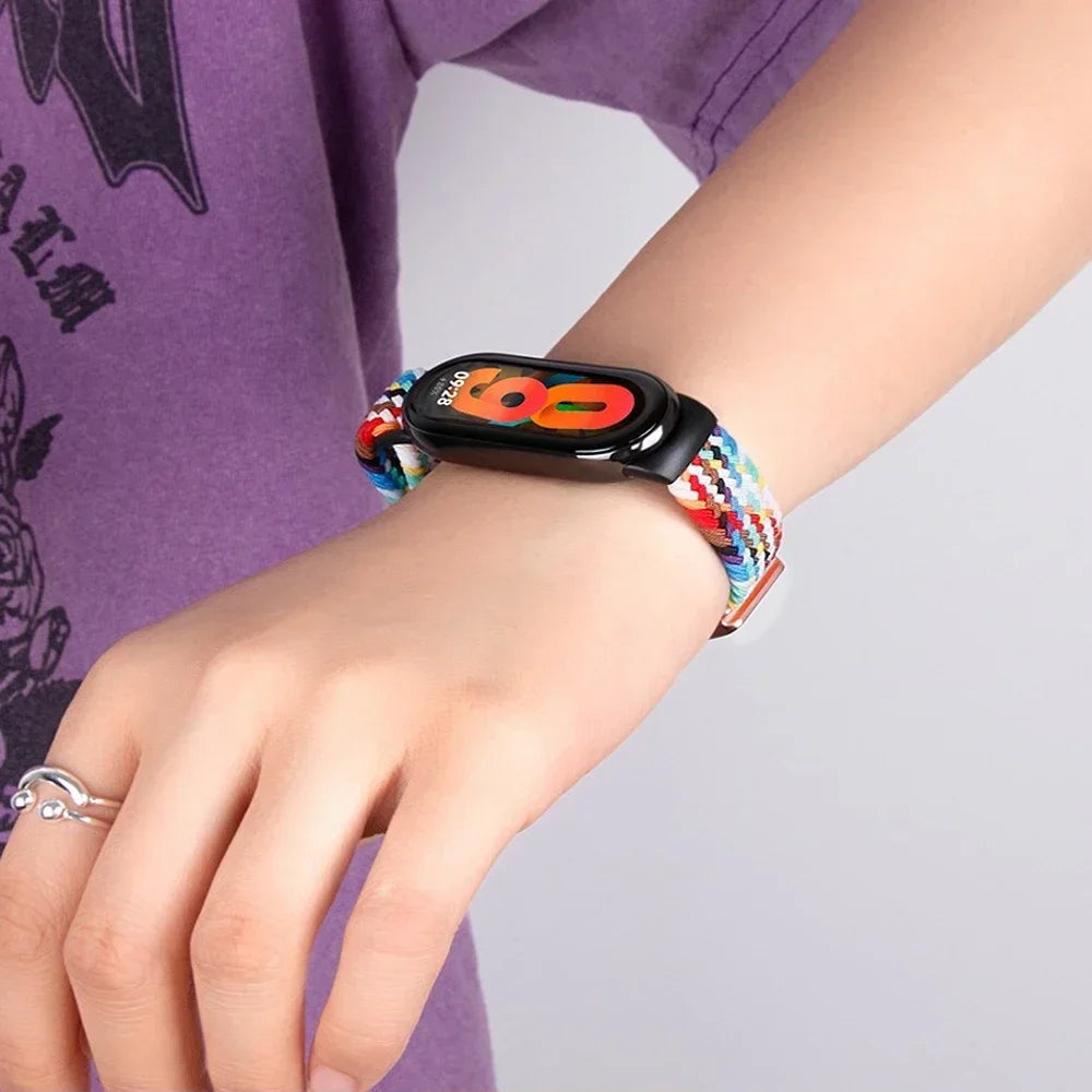 Loop Nylon Strap for Xiaomi Band 10 9 Adjustable Magnetic Buckle Mi Band 9 Bracelet Weave Wristband for Mi Band 8 Accessories